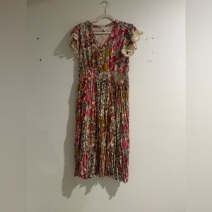 Baltic Born Floral Midi Dress in Pink and Brown